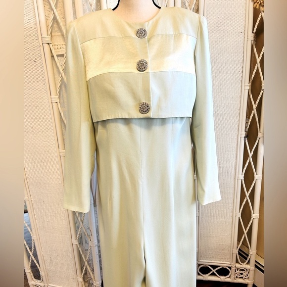 Vintage 70s Mint Green Jumpsuit & Jacket Saks Fifth Ave - Picture 4 of 17